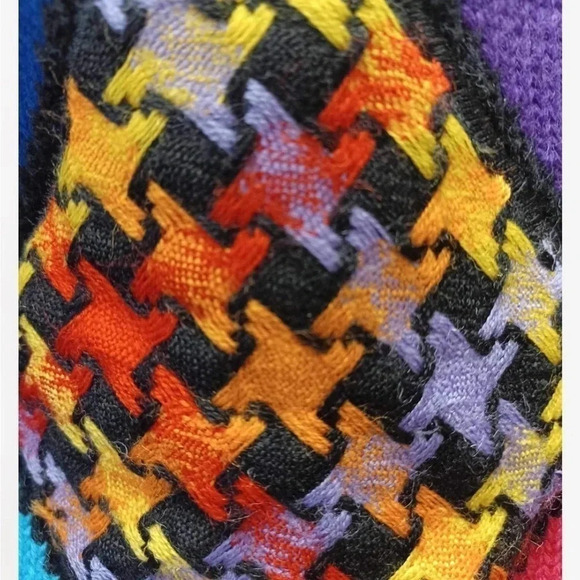 Simon Chang 100% Wool Geometric Turtleneck Sweater Size Small - Picture 8 of 8